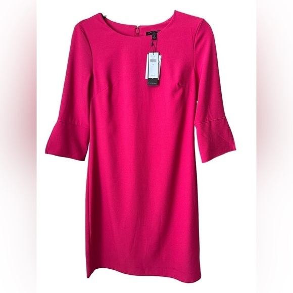 Banana Republic Ponte Flutter Sleeve Bright Pink Sheath Dress In Size 0 - Picture 1 of 5